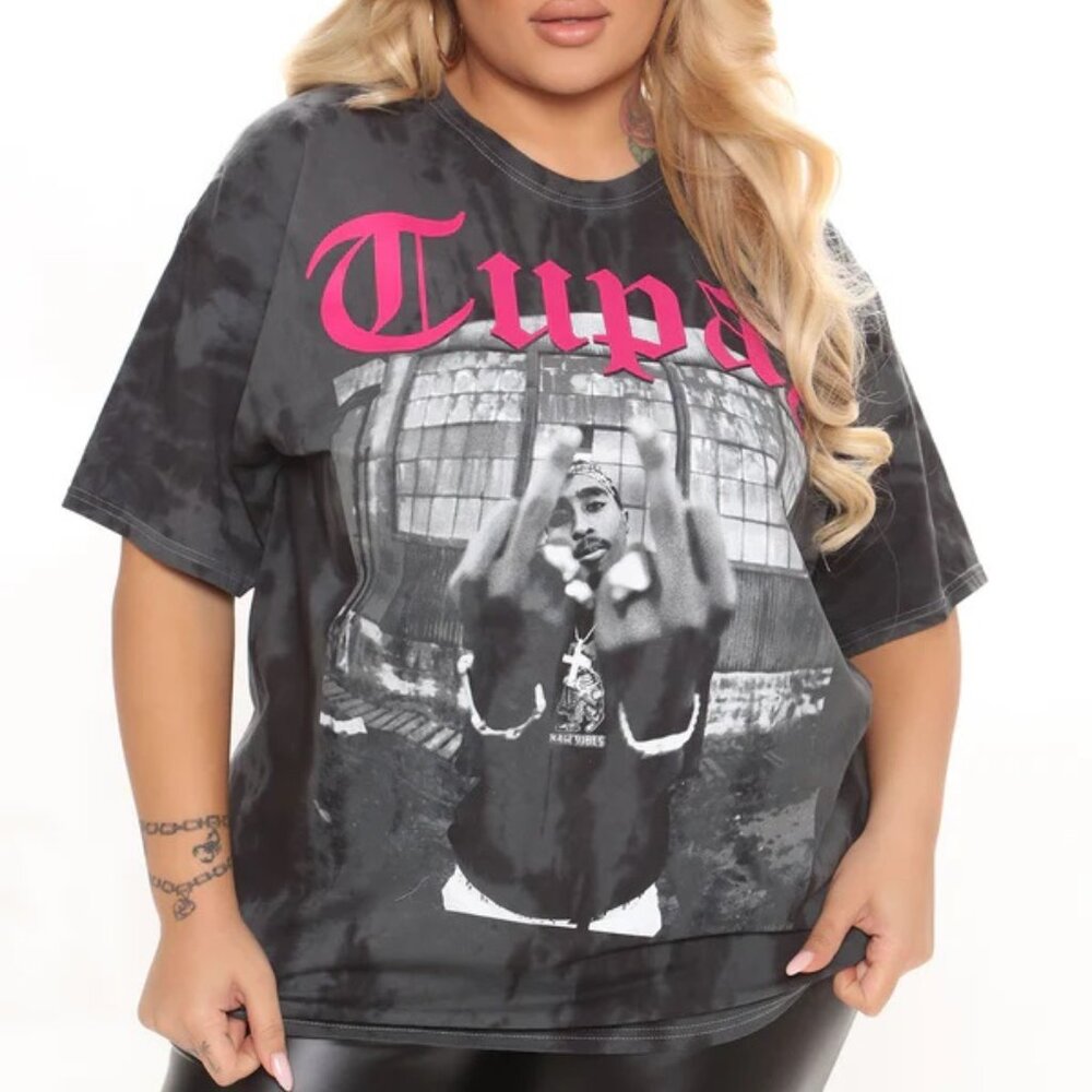 2Pac Womens Plus Size Tupac Shakur Thugs Mansion Black Wash Shirt New 1X, 3X